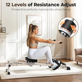 Foldable Feierdun Hydraulic Rowing Machine for Home with 12 Resistance Levels and 300 LBS Capacity