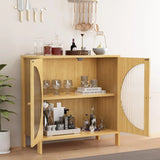 QCAI Sideboard Storage Cabinet with Glass Doors, 31.5×15.7×31.5 Inches, for Dining Room, Living Room, Hallway, or Entryway