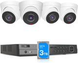 Hiseeu 5MP PoE Security Camera System with 4 Dome IP Cameras, 8-Channel NVR, 3TB Hard Drive, Night Vision, IP66 Waterproofing and 1-Way Audio