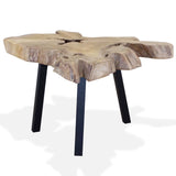 Dcenta Living Room Coffee Table with Genuine Teak Woodtop and Steel Legs, 31.4 x 27.5 x 14.9 Inches