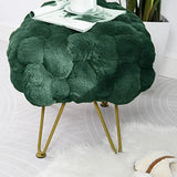 Pink Faux-Fur Ottoman Bench with Golden Legs, 27 x 20 x 19 Inch Fluffy Vanity Seat and Accent Table for Bedrooms, Closets and Living Rooms F