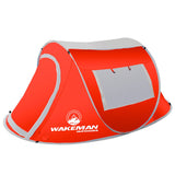 Wakeman Sunchaser 2-Person Pop-Up Barrel-Style Camping Tent with Rain Fly and Carry Bag, Water Resistant, Red