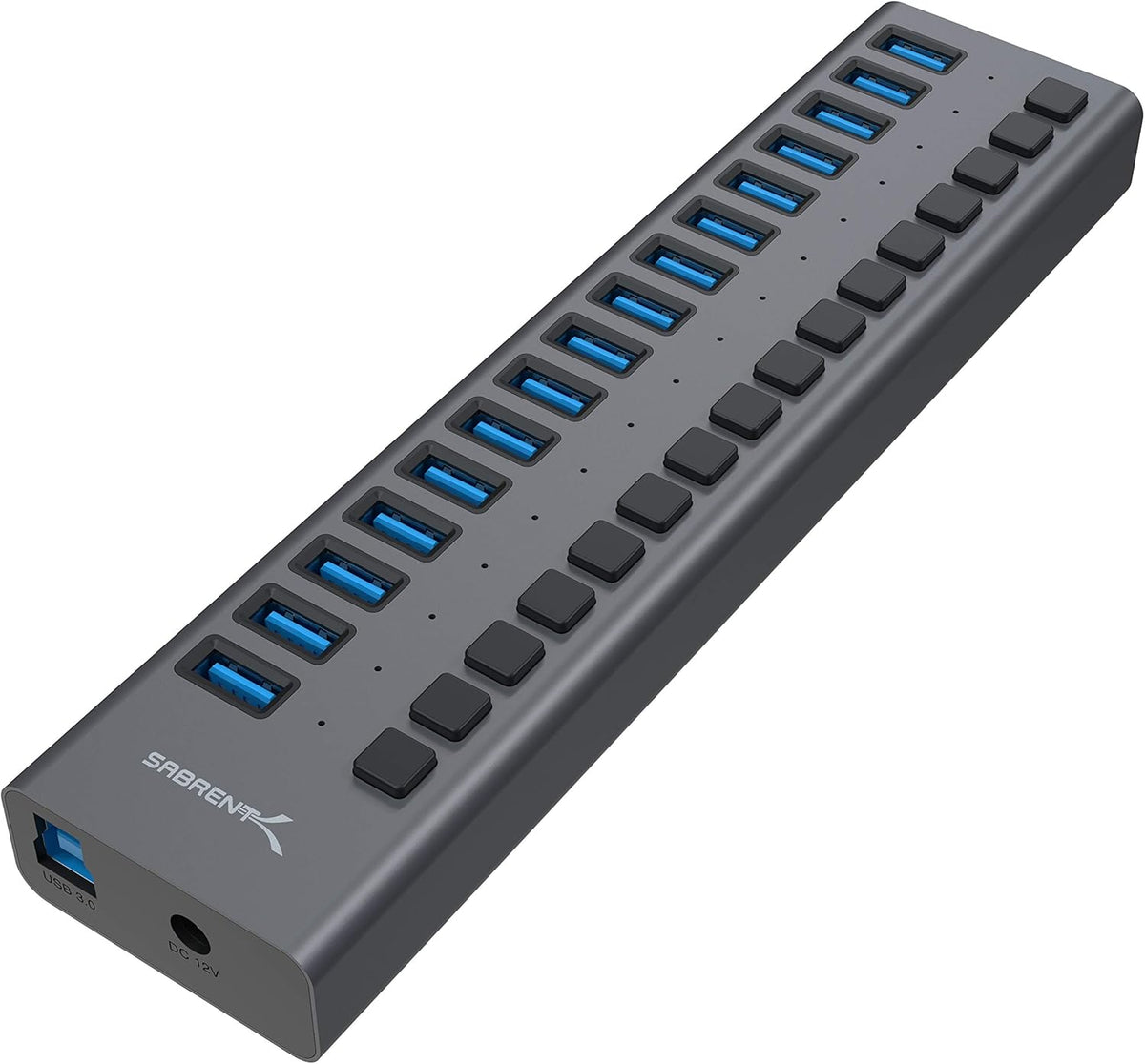 Sabrent HB-PU16 16-Port USB 3.0 Data Hub and Charger with Individual Switches, 90 Watts
