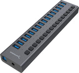 Sabrent HB-PU16 16-Port USB 3.0 Data Hub and Charger with Individual Switches, 90 Watts