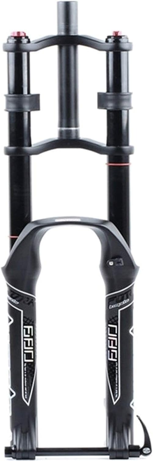ZHUOYA Hydraulic Bicycle Suspension Fork with 130mm Travel, Magnesium Alloy Double Shoulder, Disc Brake Compatible with 26/27.5/29-Inch Bikes, Black