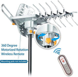 LAVA HD-2605 Outdoor HDTV Antenna with 150-Mile Range, 4K and 1080P Reception, Motorized Rotation, UHF/VHF, Remote Control and Built-In Low-Noise Amplifier