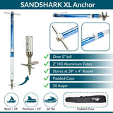 SandShark Ultimate XL Boat Sand Anchor with Adjustable Folding Screw Auger, Protective Case and Compact Storage Design for Shallow Water, Beaches, Sandbars and Pontoons