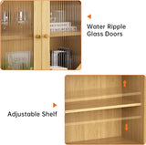 QCAI Sideboard Storage Cabinet with Glass Doors, 31.5×15.7×31.5 Inches, for Dining Room, Living Room, Hallway, or Entryway