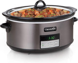 Crock-Pot 8-Quart Programmable Slow Cooker with Auto Warm Setting and Black Stainless Steel Finish