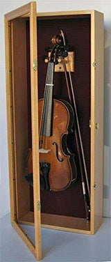 DisplayGifts Fiddle & Violin Shadow Box Display Case, Featuring Hanger and Lock, Oak Finish