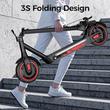 Foldable Adult Electric Scooter with APP Control, 19/25 Mph Max Speed and 21/25/35 Miles Range, 350/500/600W Motor, 8.5/10 Inflatable Tires, UL 2272 Certified