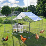Kkonetoy Walk-In Poultry Cage with Waterproof Cover, 10 X 10 X 6.6ft Metal Chicken Coop and Duck Run