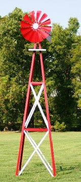 Outdoor Water Solutions 12-Foot Backyard Windmill with Red and White Powder-Coated Finish