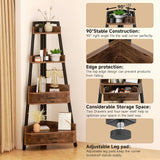 Elsie&Mi Rustic Brown Corner Cabinet, 55.1 Inch Tall Storage Shelf with 4 Tiers and 2 Drawers for Living Room, Office, Kitchen, Basement or Bedroom