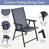 Yaheetech Set of 4 Outdoor Folding Dining Chairs with Armrests, Metal Frame & Backrest for Lawn, Garden, Yard or Poolside, Black