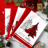 Geyoga 6-Piece Christmas Kitchen Towel Set with Buffalo Plaid and Tree Designs, Soft Absorbent Dish, Tea and Hand Towels for Holiday Gifts, 16 x 24 Inches, Gray and White