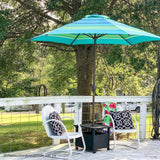 Abba Patio 9-Feet Turquoise Striped Market Umbrella with Push Button Tilt and Crank