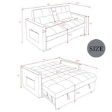 Convertible 3-in-1 Sleeper Sofa Bed with Pullout Bed and Side Pocket, Black Futon Loveseat for Living Room, Bedroom or Small Spaces