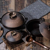 Round Ceramic Casserole Dish with Lid, Earthenware Hot Pot for Rice Cooking, Baking and Serving, Insulated Clay Stockpot