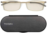 ThinOptics Front Page Blue-Light-Blocking Computer Glasses with Milano Black Case, Clear +2.00
