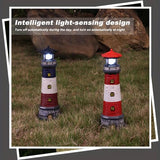 Solar-Powered Rotating Lighthouse Garden Statue with Automatic Waterproof Lights, Red Lawn and Patio Decoration for Yard, Ground or Tabletop, Housewarming Gift