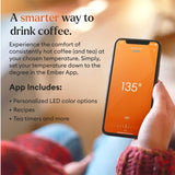Ember Temperature Control Smart Mug 2, 14 Oz App-Controlled Heated Coffee Cup with Improved Design & 80-Minute Battery Life, White