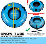 45 in. Inflatable Snow Tube with Heavy-Duty Double Rubber Construction and Cover for Kids and Adults