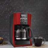 Red Mr. Coffee Advanced Brew Programmable Coffee Maker with 12-Cup Capacity