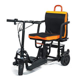 FeatherChair Ezfold Lightweight Electric Folding Power Scooter, Black and Orange