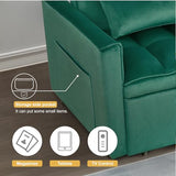 Convertible 3-in-1 Sleeper Sofa Bed with Pullout Bed and Side Pocket, Black Futon Loveseat for Living Room, Bedroom or Small Spaces