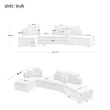Oversized L-Shaped Sectional Sofa with Chaise Lounge, Upholstered Living Room Couch Featuring 3 Back Pillows and 2 Throw Pillows, Orange