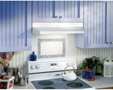 White 42-Inch Under-Cabinet Range Hood by Broan-NuTone, Featuring 2-Speed Exhaust, Light, and 210 Max Blower CFM