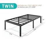 14-Inch Full Platform Bed Frame, Heavy-Duty Metal Mattress Foundation with Underbed Storage, No Box Spring Required, Easy Assembly and Noise-Free Support