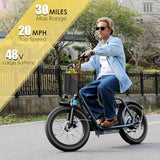 Caroma Peak 800W Fat-Tire Electric Scooter with 20X3 Tires, 20 MPH Top Speed, 30-Mile Range, Adjustable Seat, Detachable Basket, and Foldable Design