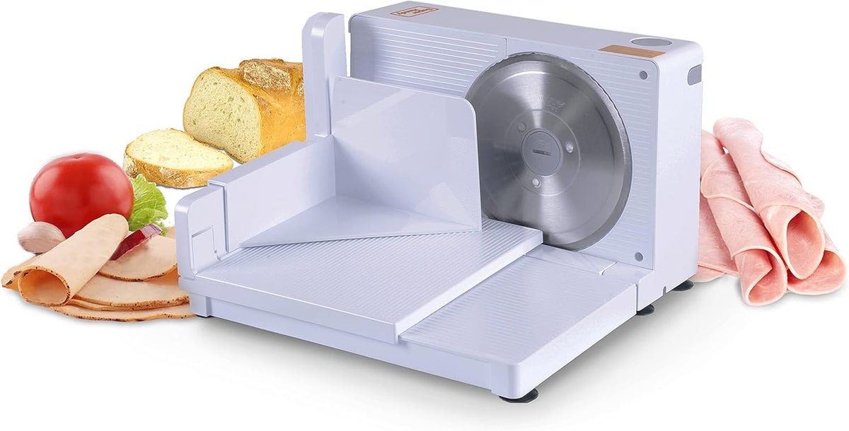 SuperHandy Portable Electric Meat, Deli, Bread and Cheese Slicer with Collapsible Design, 6.7-Inch Stainless Steel RSG Solingen Blade