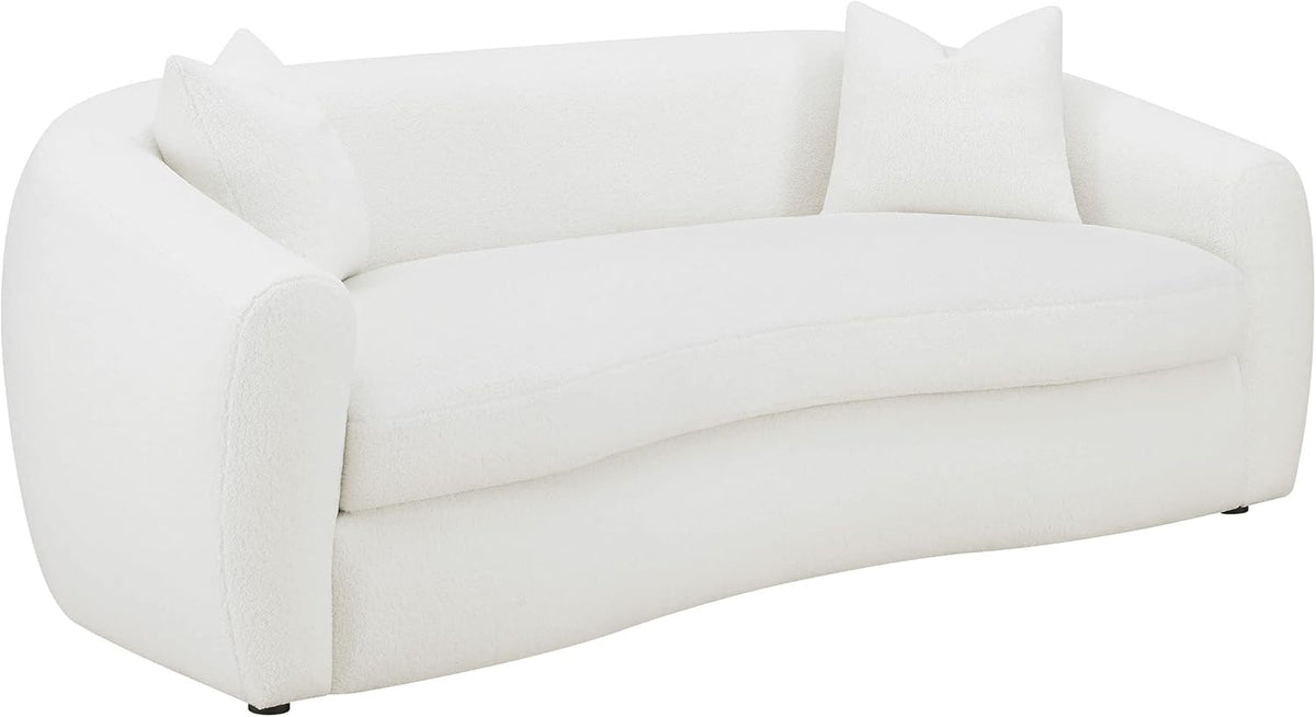 Isabella Upholstered Sofa by Coaster Home Furnishings, White with Tight-Back Seating