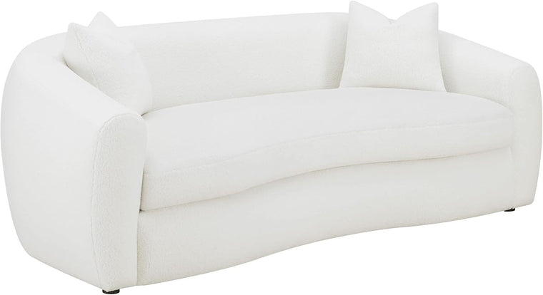 Isabella Upholstered Sofa by Coaster Home Furnishings, White with Tight-Back Seating