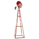 Outdoor Water Solutions 12-Foot Backyard Windmill with Red and White Powder-Coated Finish