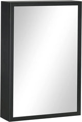 Wall-Mounted Bathroom Medicine Cabinet with Mirror and Storage Shelves, Stainless Steel, Black