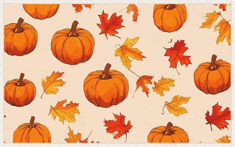 Washable Fall Pumpkin Welcome Door Mat, 19.7×31.5in, Vibrant Indoor Entryway Rug for Backyard, Garage and Yard Decor