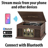 Victrola The Quincy 6-in-1 Bluetooth Record Player & Multimedia Center with 3-Speed Turntable, CD & Cassette Player, AM/FM Radio, Built-In Speakers and Wireless Music Streaming, Natural