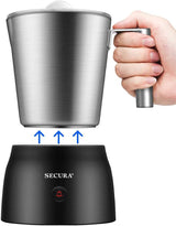 Pack of 2 Secura 17oz Electric Milk Frothers with Detachable Stainless Steel Design, Automatic Hot and Cold Foam, Hot Chocolate Function, Dishwasher-Safe Parts, 120V
