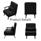 Convertible 3-in-1 Sleeper Sofa Bed with Pullout Bed and Side Pocket, Black Futon Loveseat for Living Room, Bedroom or Small Spaces