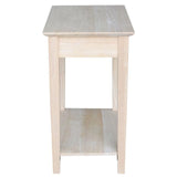 Narrow Transitional End Table in Natural Wood, Featuring One Drawer by Pemberly Row