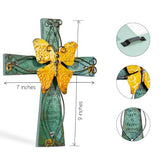 MelinSam Wooden Wall Cross with Antiqued Metal Butterfly and Inscribed Inspirational Prayer for Church, Home and Room Decor