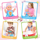25-Piece Baby Doll Care Playset with 14 Doll Toys, Cradle, High Chair, Milk Bottle, Pacifier and Diaper for Girls and Boys Ages 3, 4, 5, 6+