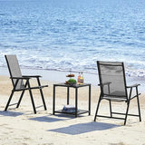 Yaheetech Set of 4 Outdoor Folding Dining Chairs with Armrests, Metal Frame & Backrest for Lawn, Garden, Yard or Poolside, Black