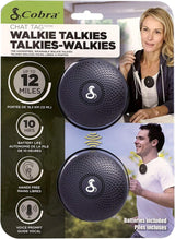 Cobra ACT120B Chat Tag Curve Wearable Walkie Talkies with Push-to-Talk and Rechargeable Design, 12-Mile Range, 2-Pack
