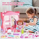25-Piece Baby Doll Care Playset with 14 Doll Toys, Cradle, High Chair, Milk Bottle, Pacifier and Diaper for Girls and Boys Ages 3, 4, 5, 6+