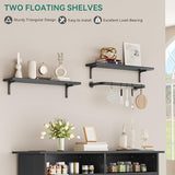 YITAHOME 47-Inch Farmhouse Buffet Cabinet with Power Outlet and Floating Shelves, Multi-Functional Kitchen and Living Room Storage Sideboard, Rustic Brown